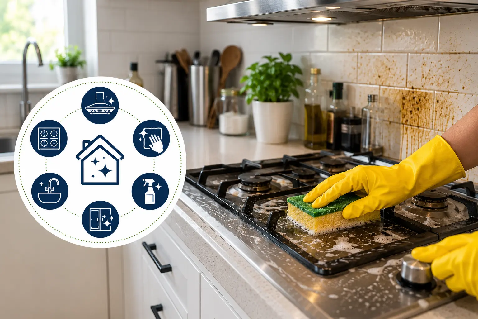 التنظيف العميق للمطبخ: كيفية التخلص من بقع الدهون والزيوت الصعبة بفعالية 2 التنظيف العميق للمطبخ